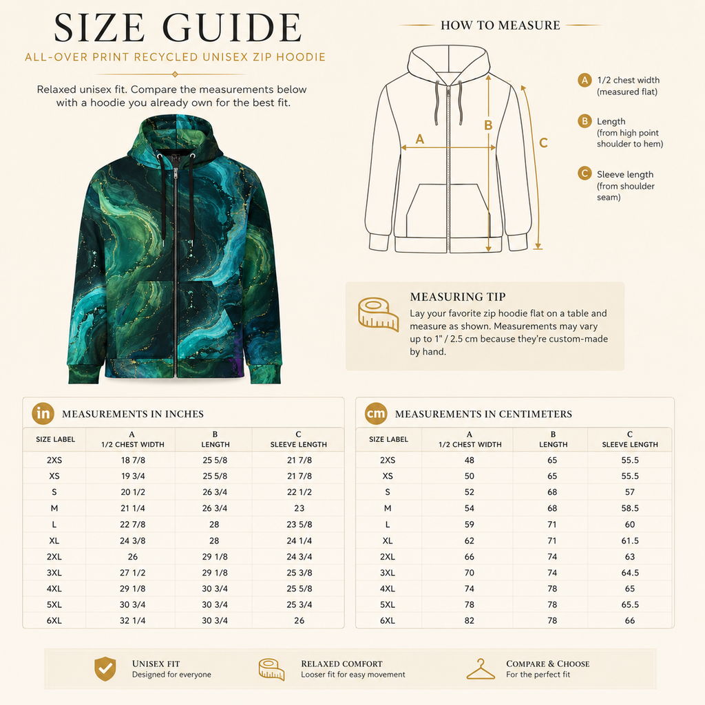 Emerald Tides unisex zip hoodie product image