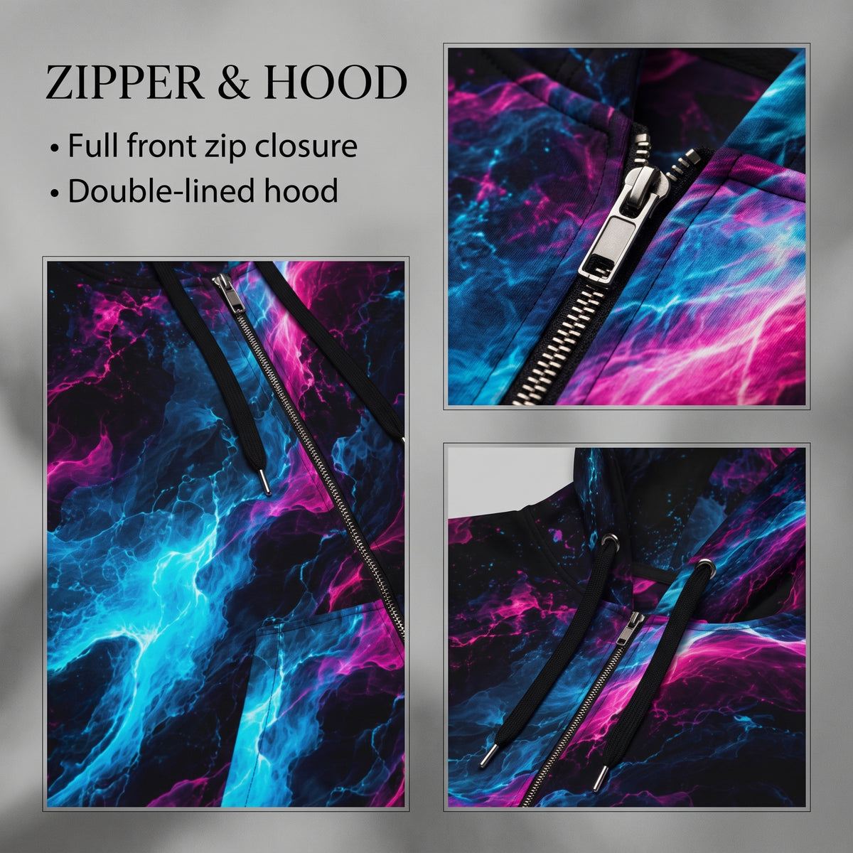 Neon Vortex unisex zip hoodie product image