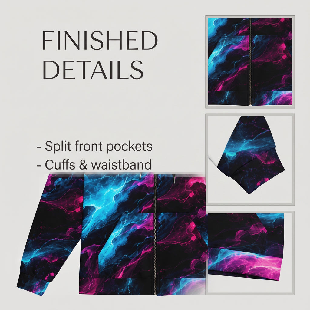 Neon Vortex unisex zip hoodie product detail image