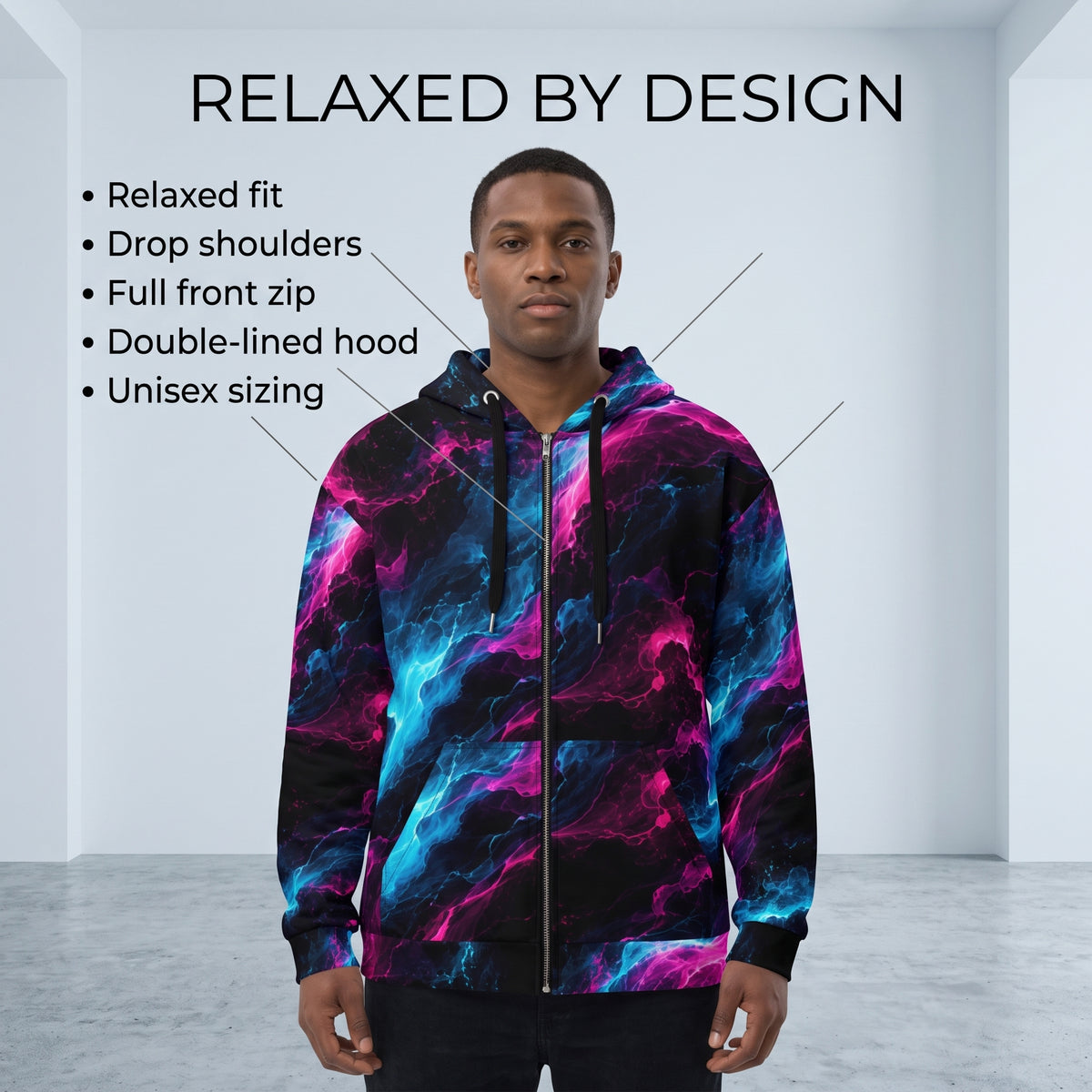 Neon Vortex unisex zip hoodie product image