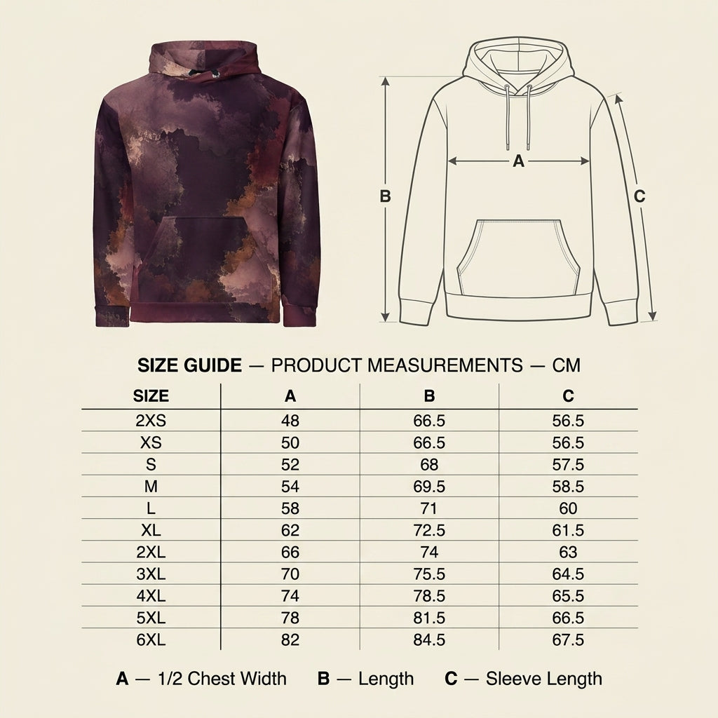 Ember Eclipse unisex hoodie size guide