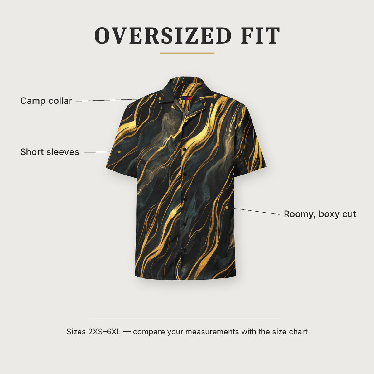 Obsidian Mirage Flow shirt showing the oversized, boxy fit