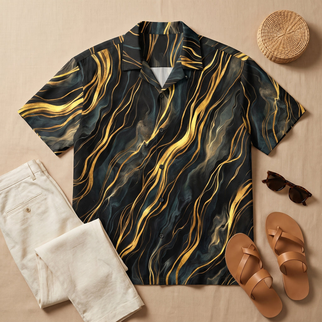 Obsidian Mirage Flow shirt flat lay with accessories
