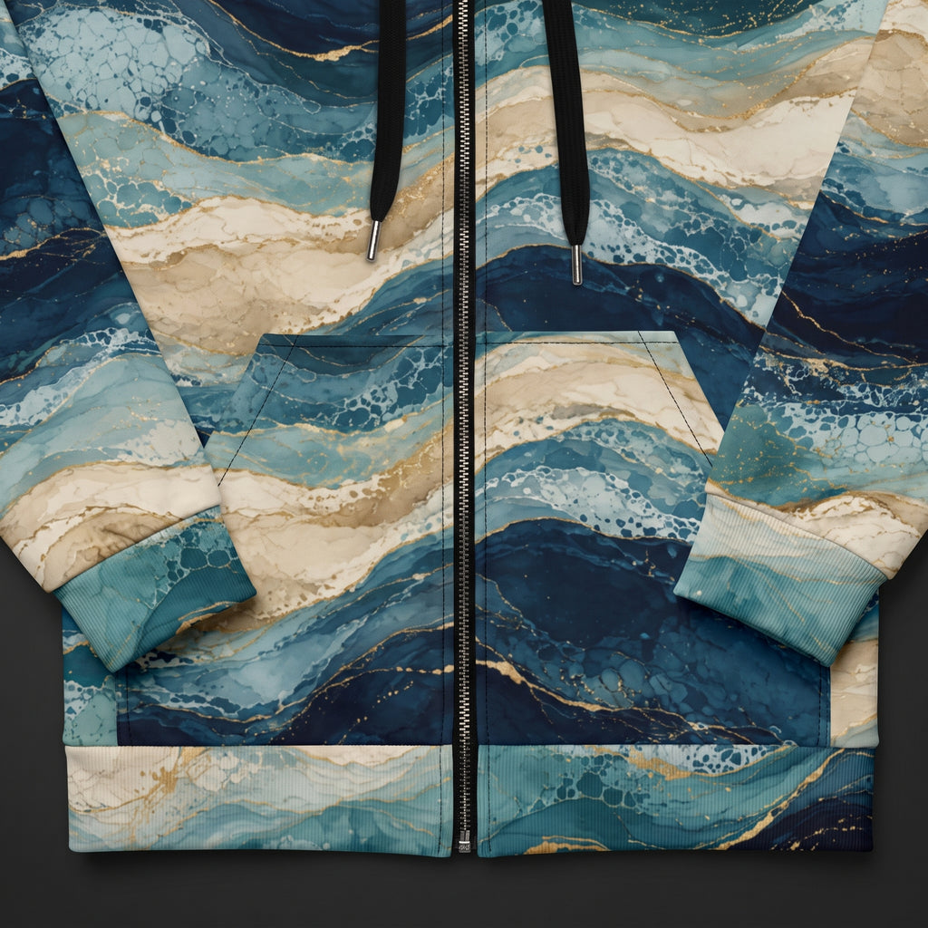 Oceanic Strata unisex zip hoodie product detail image