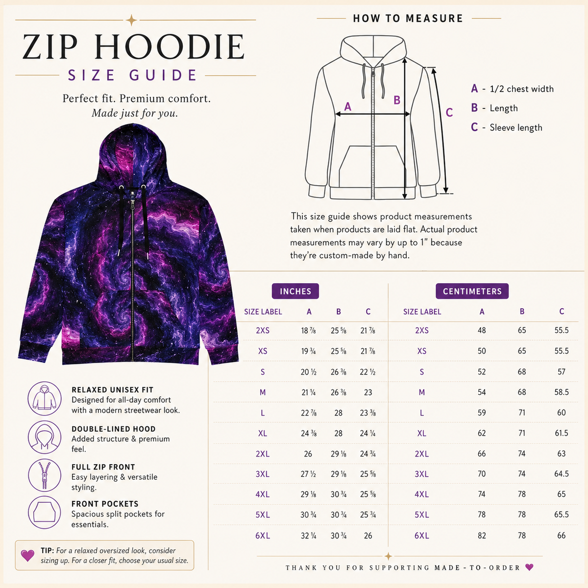 Cosmic Vortex unisex zip hoodie product image
