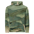 Verdant Terrain unisex hoodie, front view – sage, olive and gold abstract print