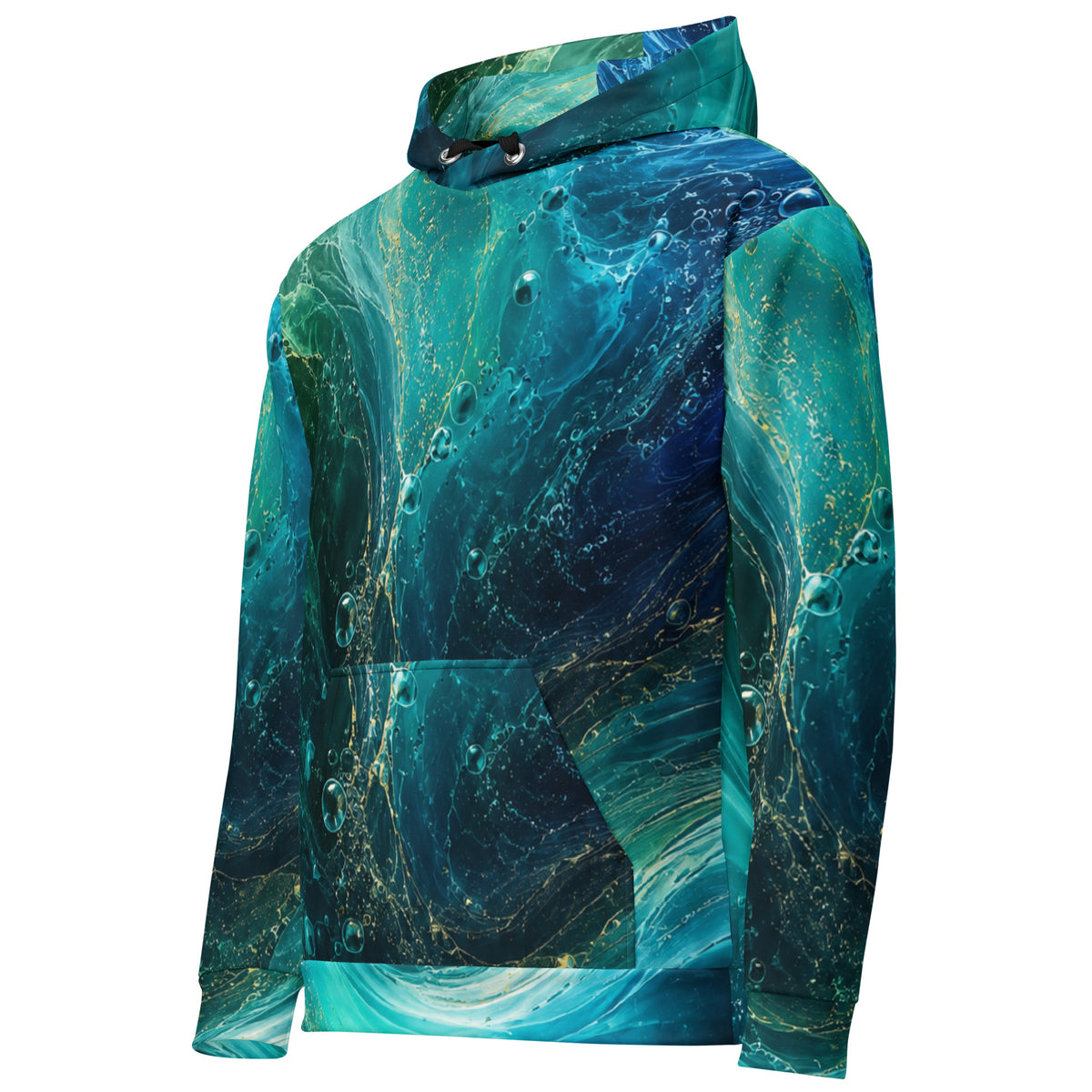 Side view of ZAVIOR GLOBAL Oceanic Flow unisex streetwear hoodie
