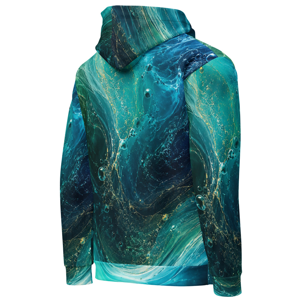 Side view of ZAVIOR GLOBAL Oceanic Flow unisex streetwear hoodie