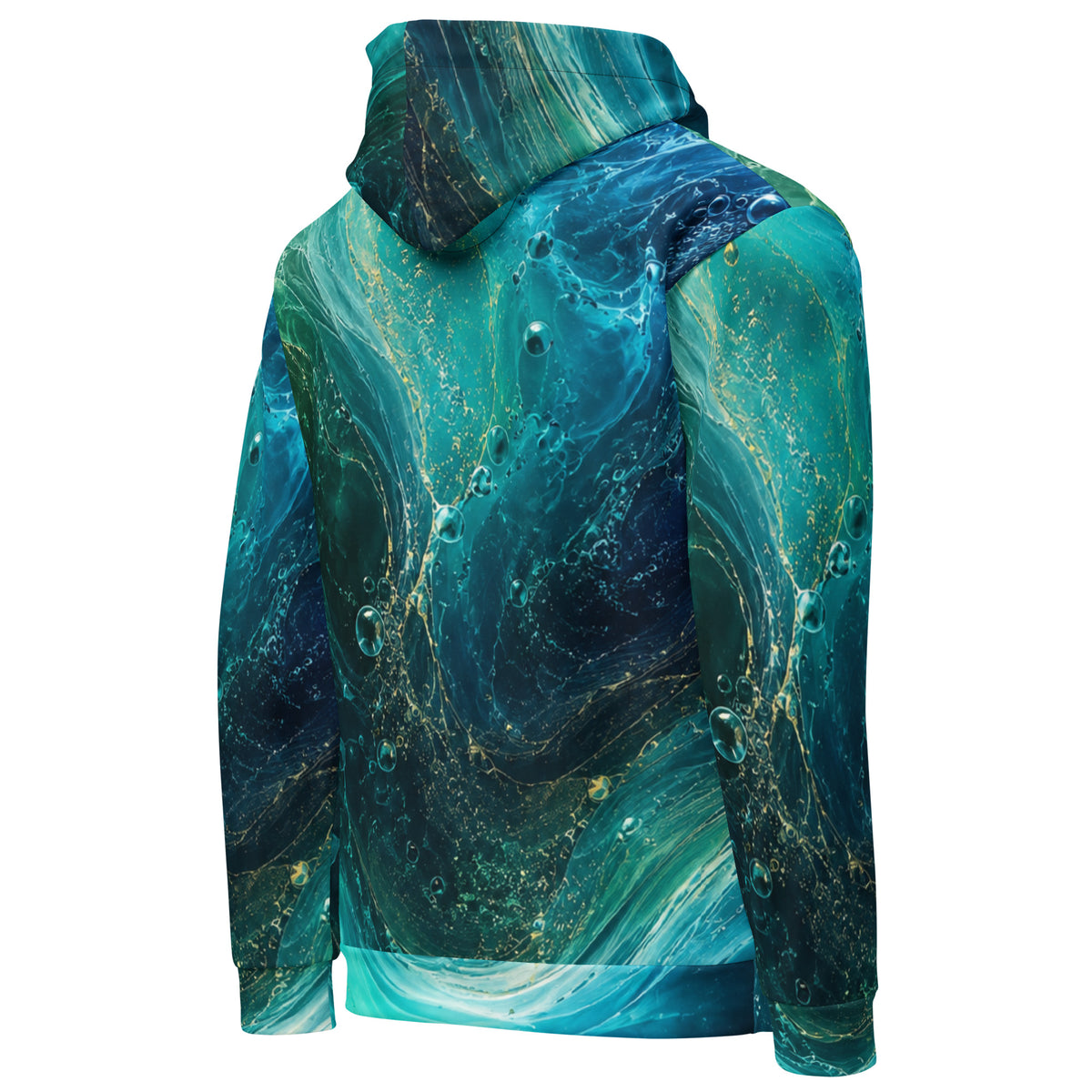 Side view of ZAVIOR GLOBAL Oceanic Flow unisex streetwear hoodie