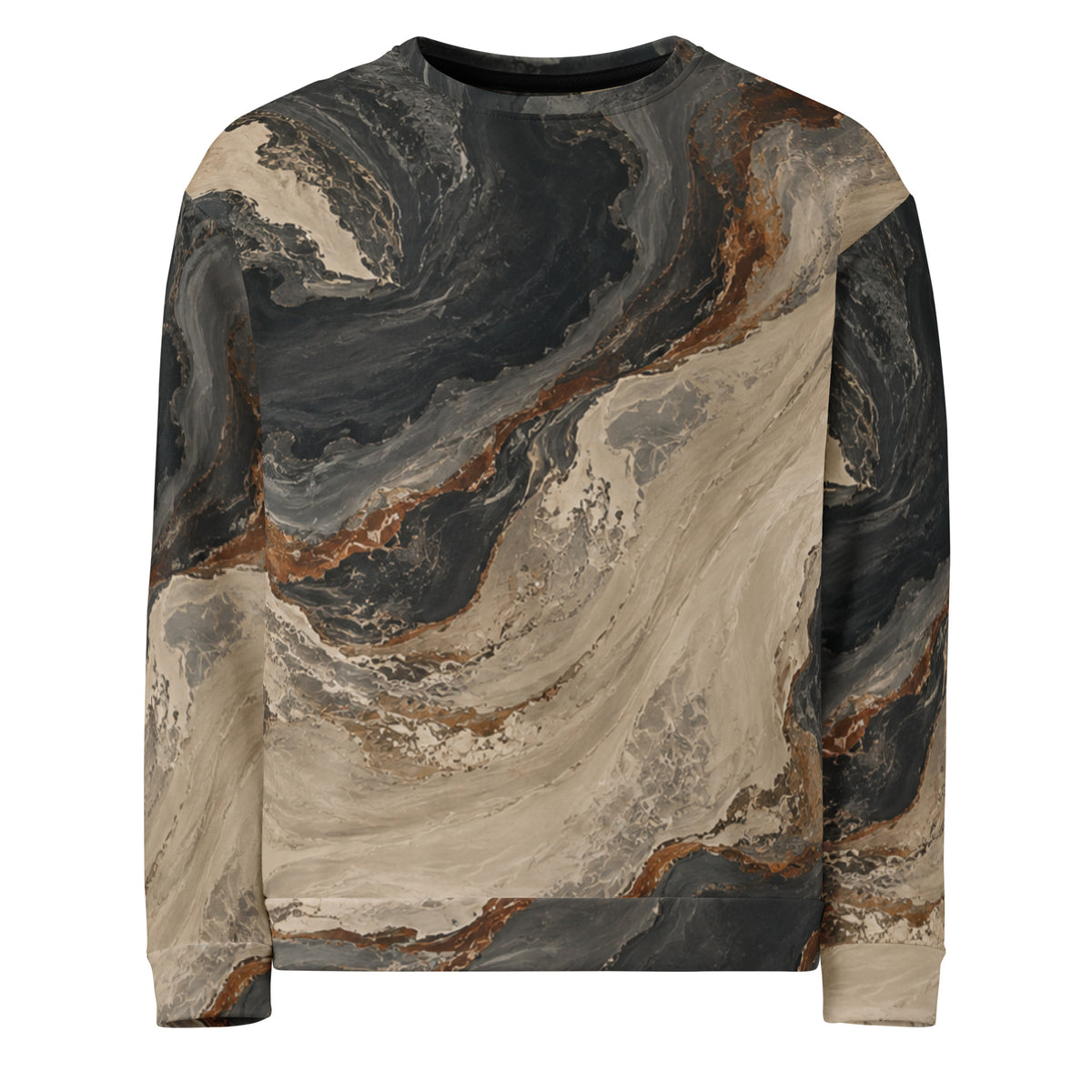 Fossil Divide abstract marble print unisex sweatshirt front view
