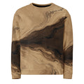 Terra Strata unisex sweatshirt, front view – beige, chocolate brown and charcoal marble print