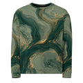 Emerald Current unisex sweatshirt, front view – forest green, sage and gold marble print