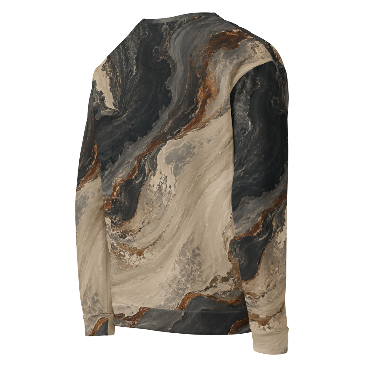 Fossil Divide charcoal sandstone marble sweatshirt angled back view