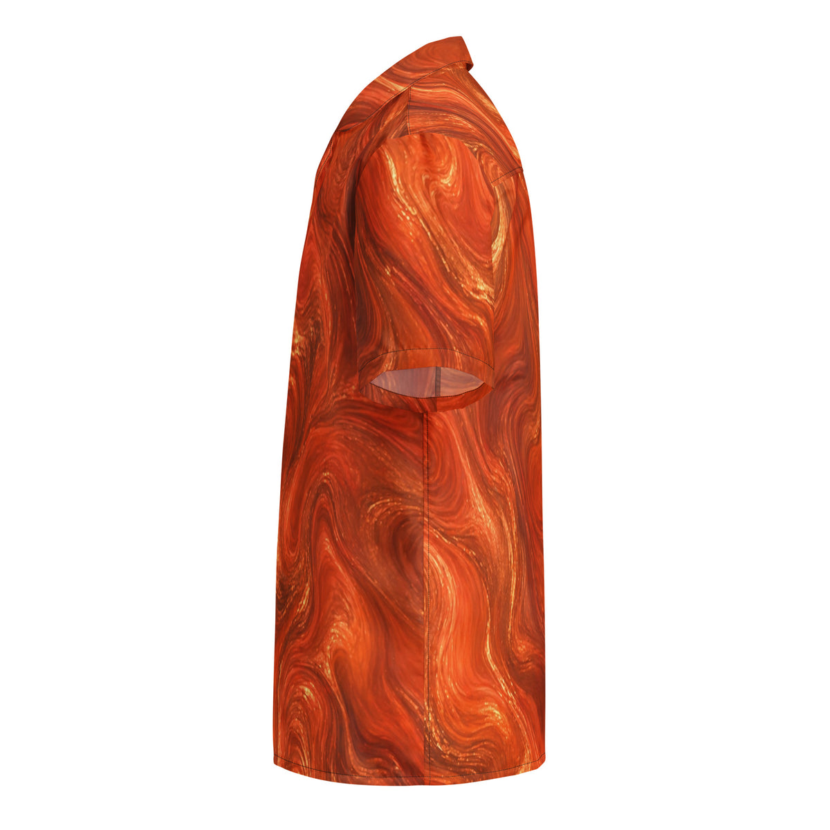 Burnt Copper Flow button-up shirt, left side view with short sleeve