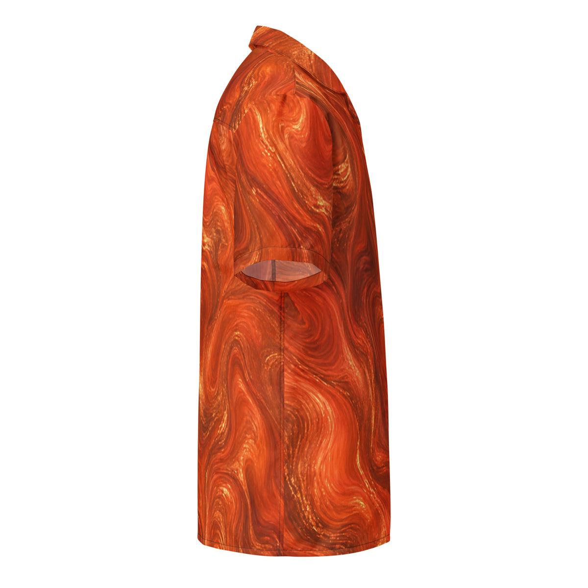 Burnt Copper Flow button-up shirt, right side view with short sleeve