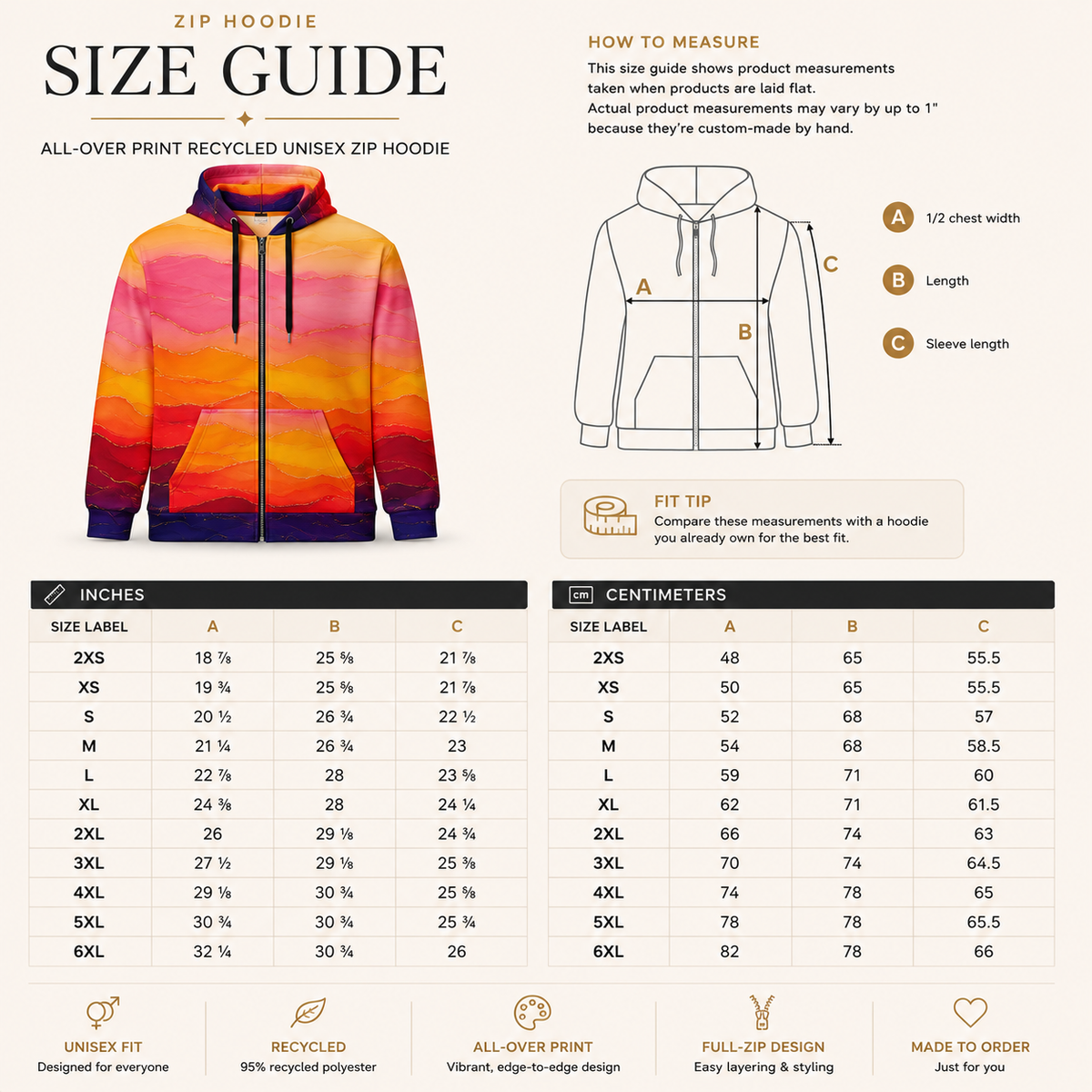 Solar Horizon unisex zip hoodie product image
