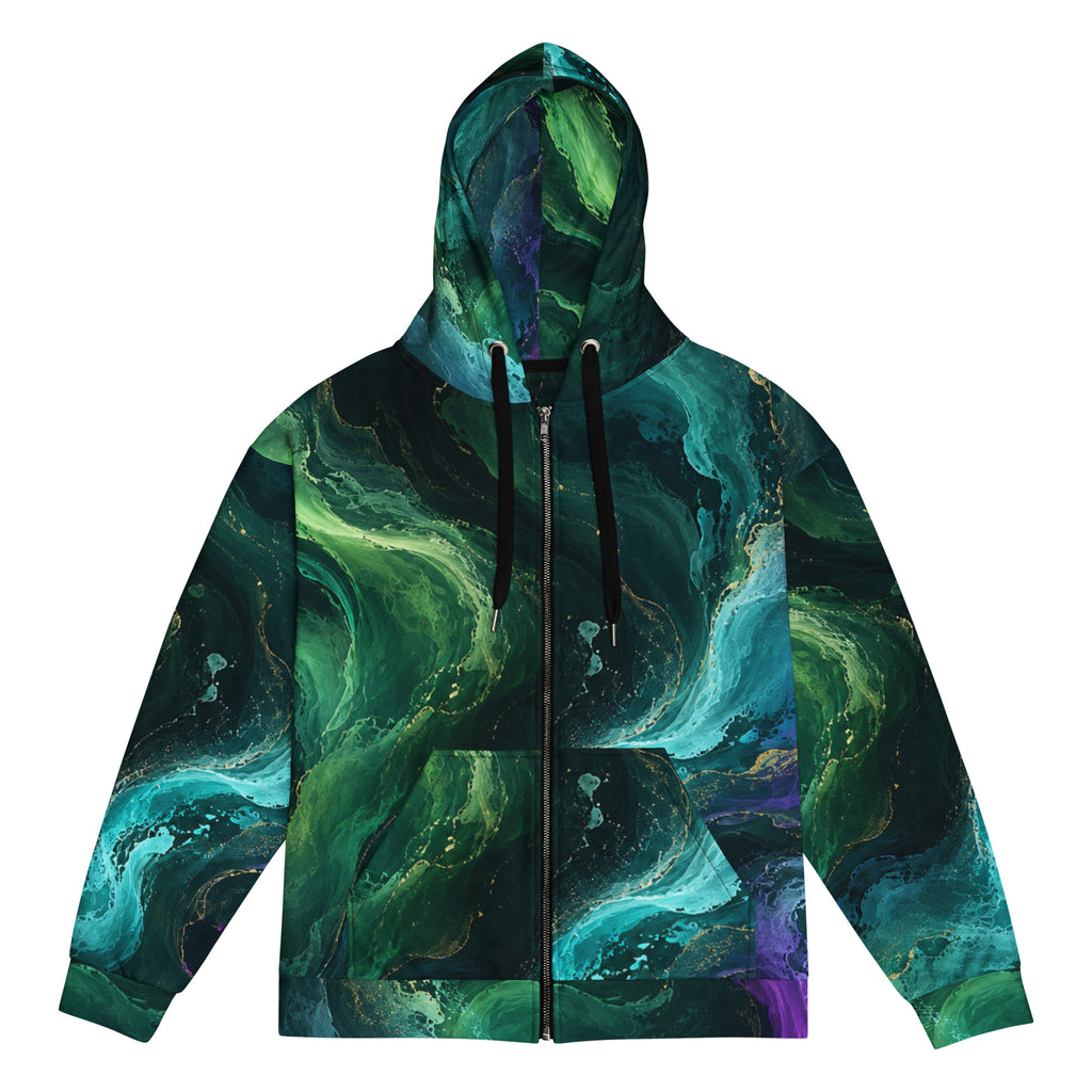 Emerald Tides unisex zip hoodie product image