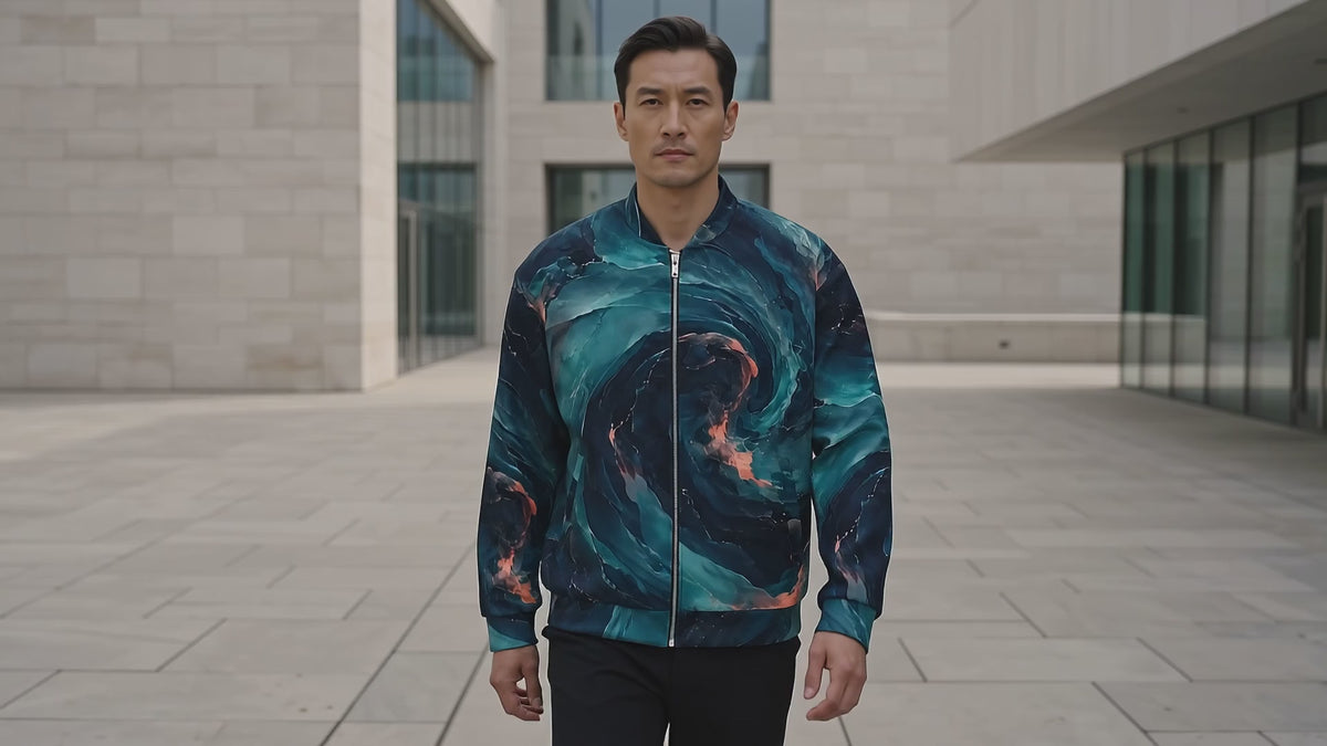 Neon Nebula unisex bomber jacket product video