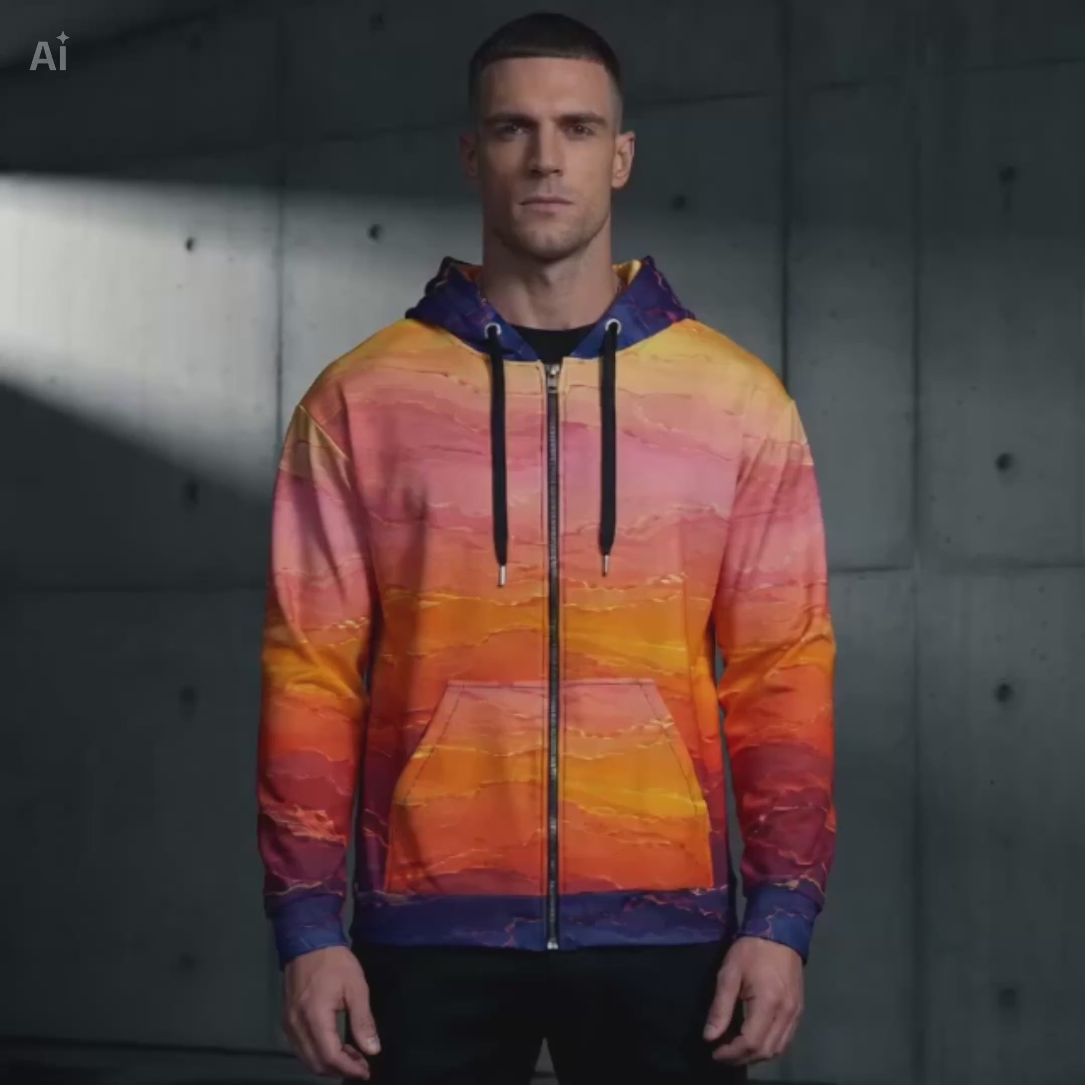 Solar Horizon unisex zip hoodie product video