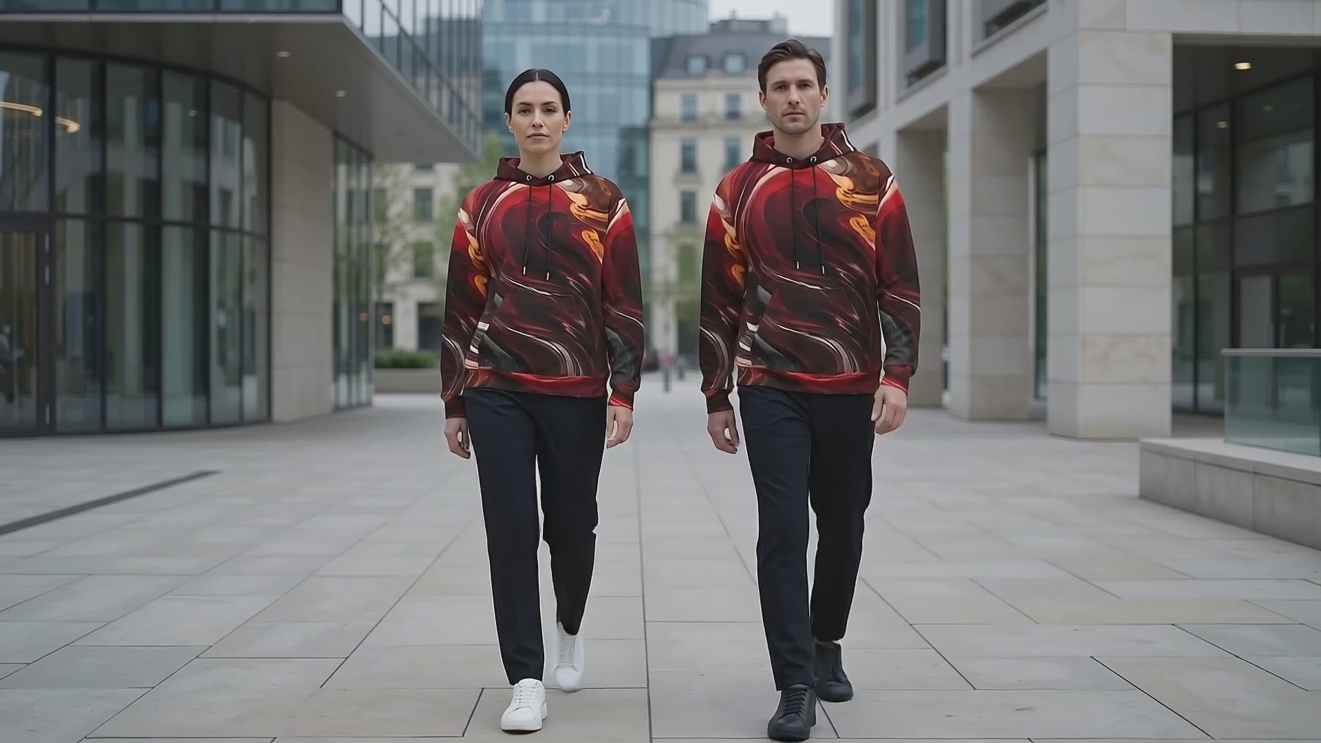 Crimson Vortex unisex hoodie product video