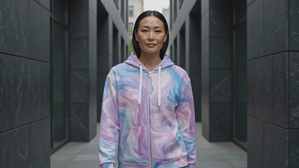 Pastel Mirage unisex zip hoodie product video