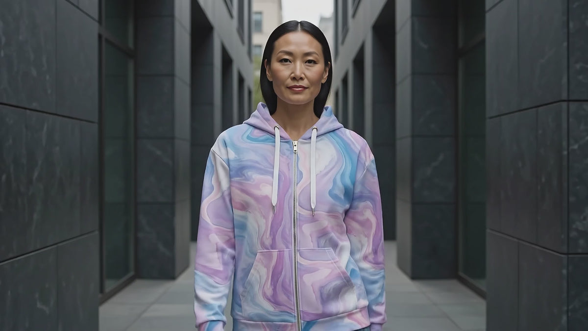 Pastel Mirage unisex zip hoodie product video