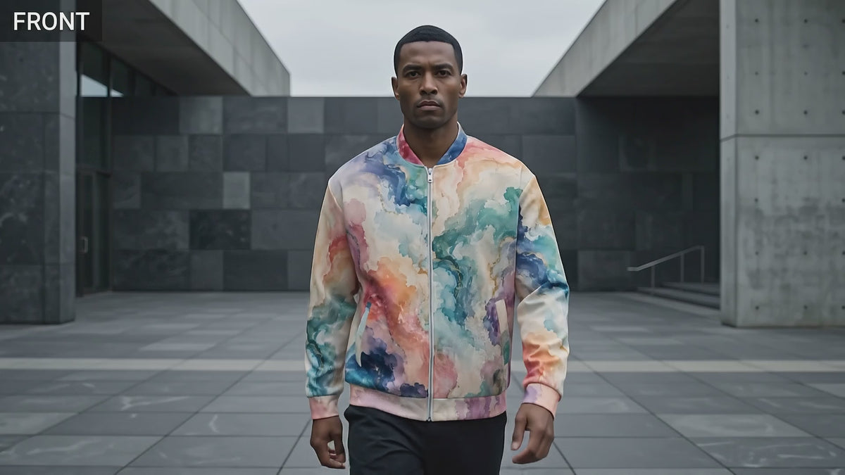 Ethereal Drift unisex bomber jacket product video