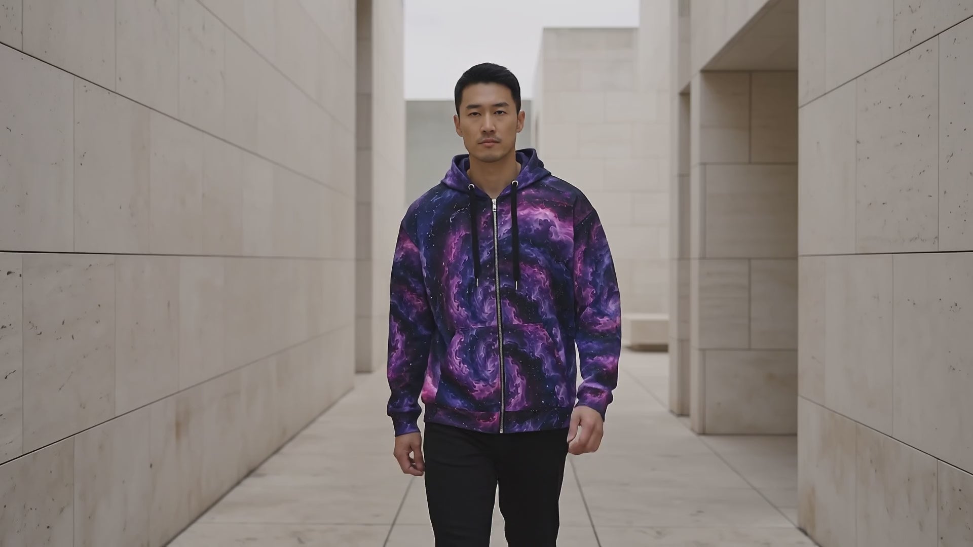 Cosmic Vortex unisex zip hoodie product video