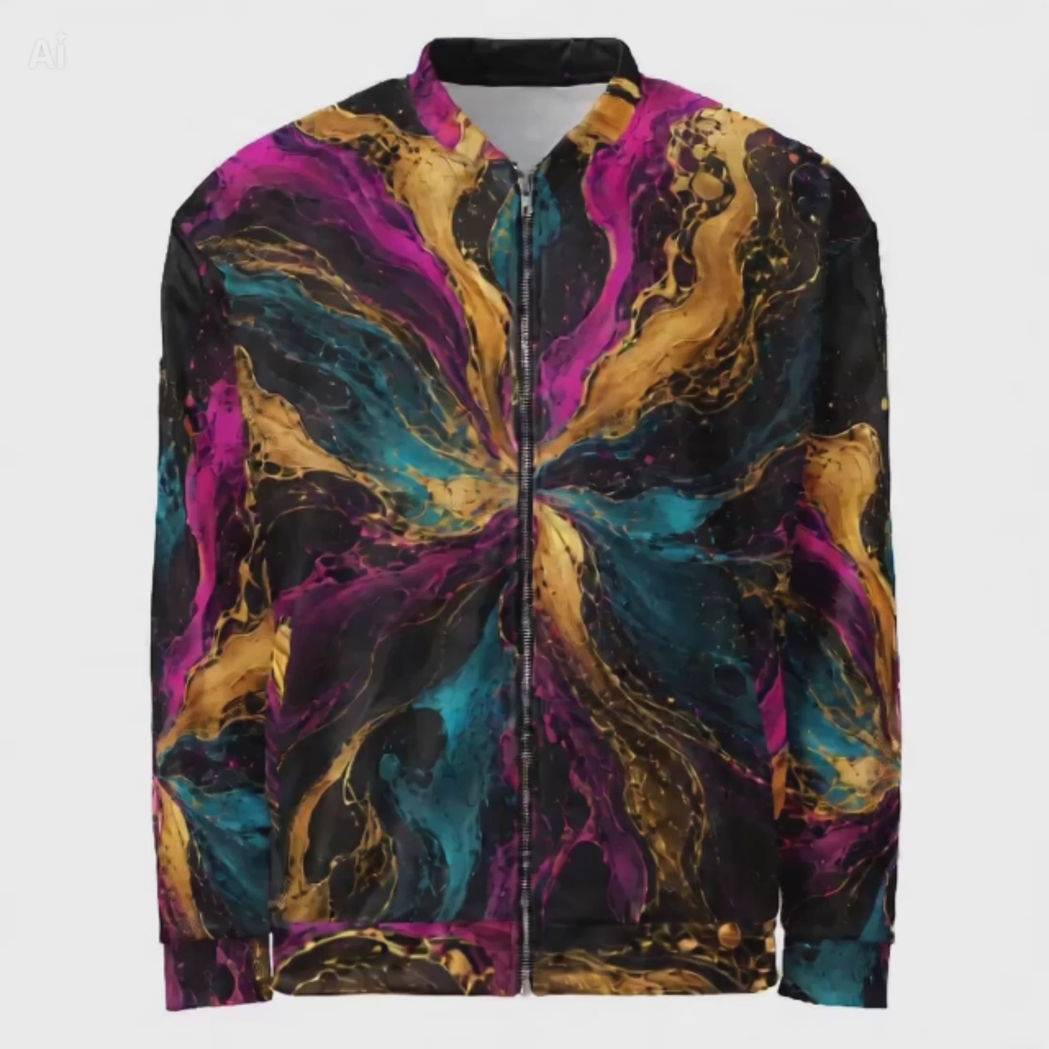 Chromatic Vortex unisex bomber jacket product video