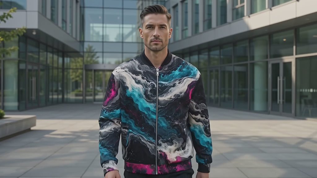 Geo Spectrum unisex bomber jacket product video