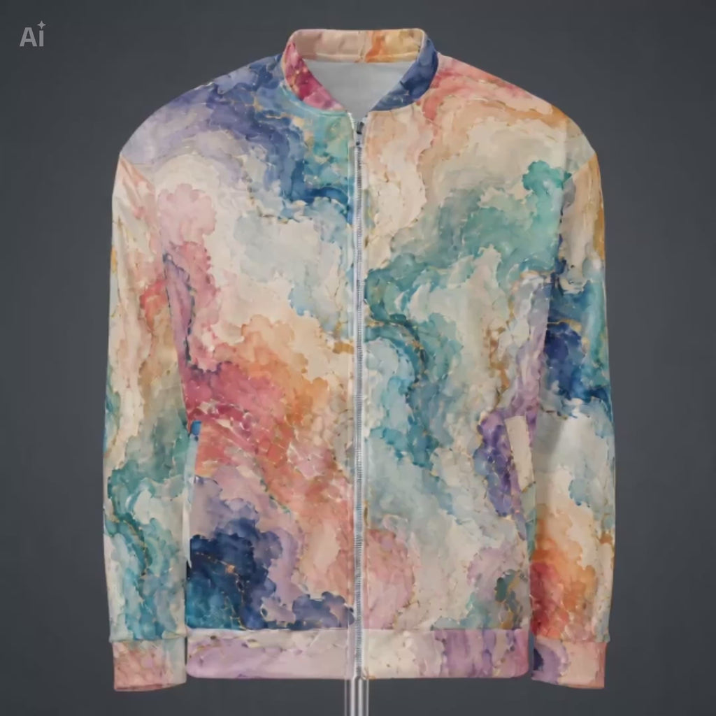 Ethereal Drift unisex bomber jacket product video