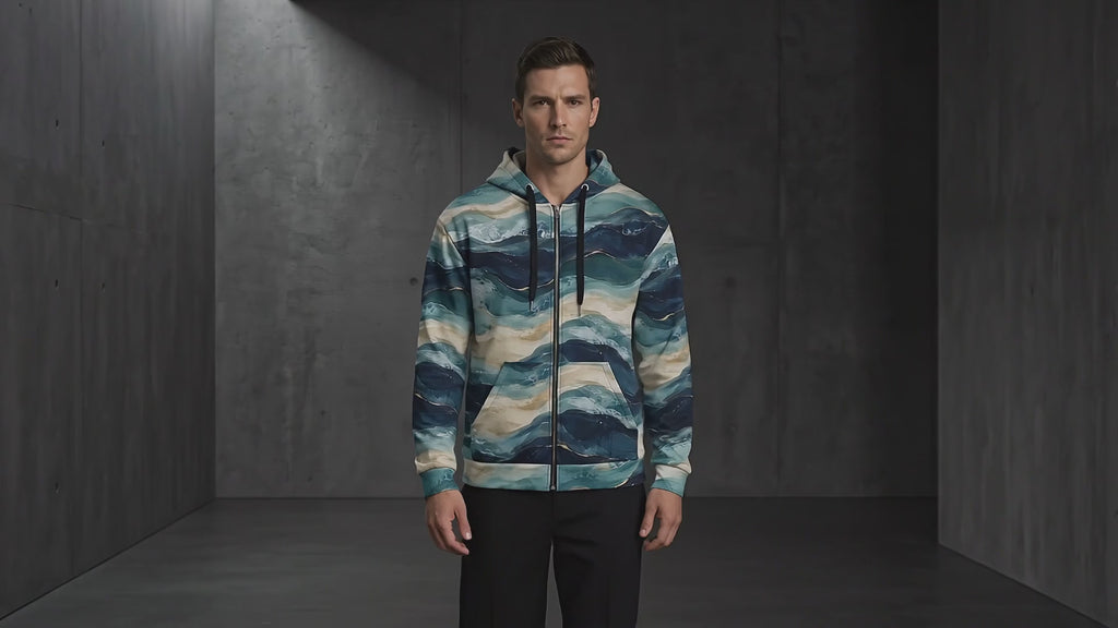Oceanic Strata unisex zip hoodie product video