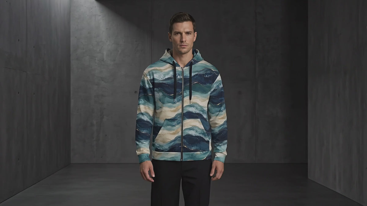 Oceanic Strata unisex zip hoodie product video