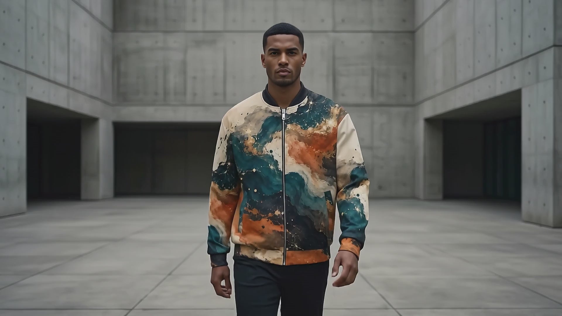 Ember Tide unisex bomber jacket product video