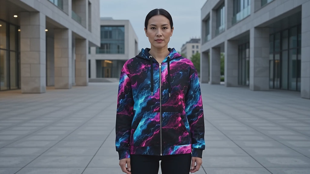 Neon Vortex unisex zip hoodie product video