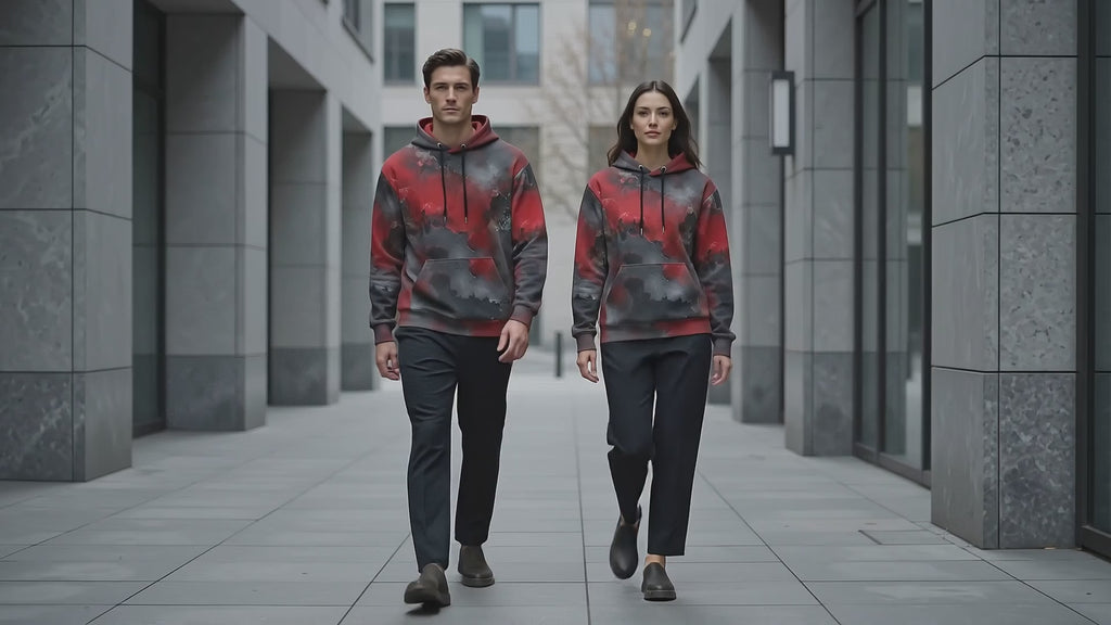 Red & Black Abstract unisex hoodie product video