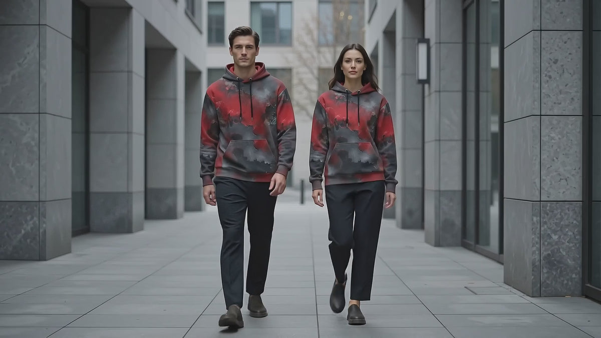 Red & Black Abstract unisex hoodie product video