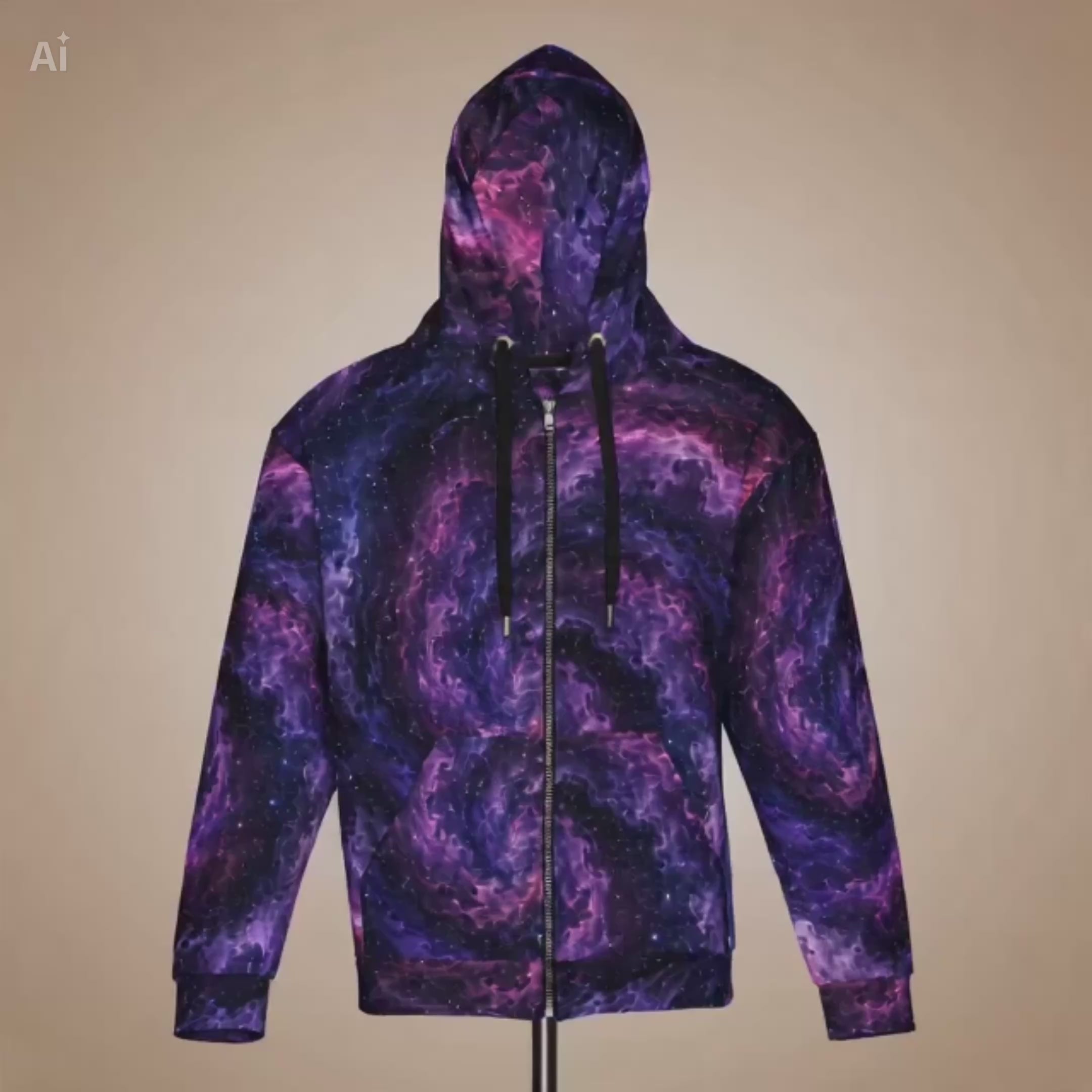 Cosmic Vortex unisex zip hoodie product video